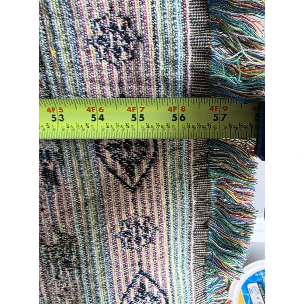 Chatham Christmas Village Throw Royal Tapestry Vintage Cotton USA